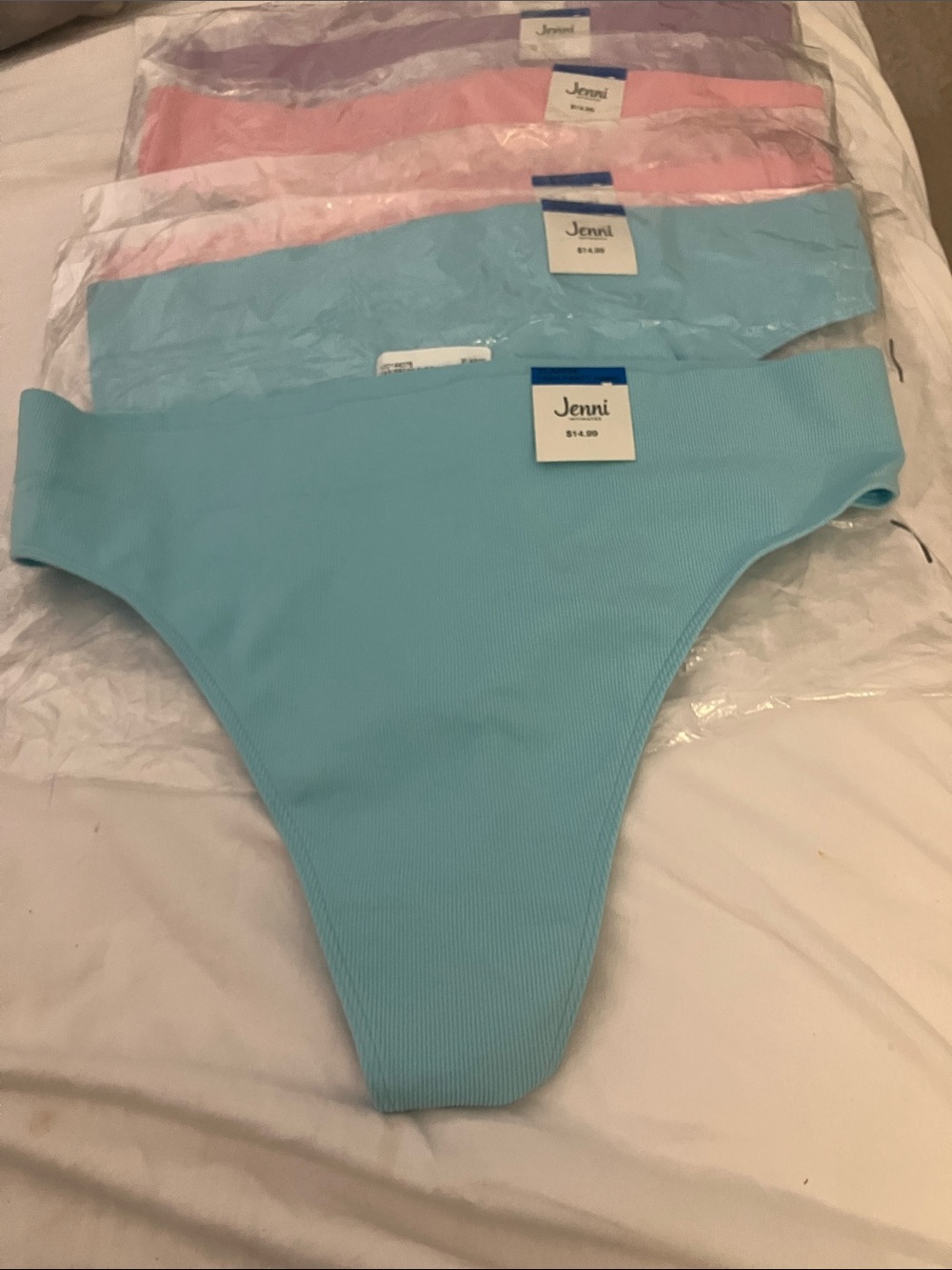 Jenni pastel Ribbed High-Cut Bikini Briefs - 6 Pastel colors sold together